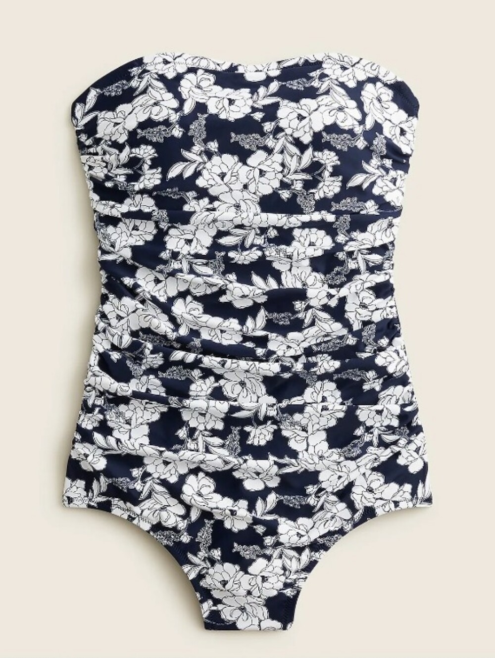 J. Crew Ruched Bandeau One Piece Swimsuit In Magnolia Floral